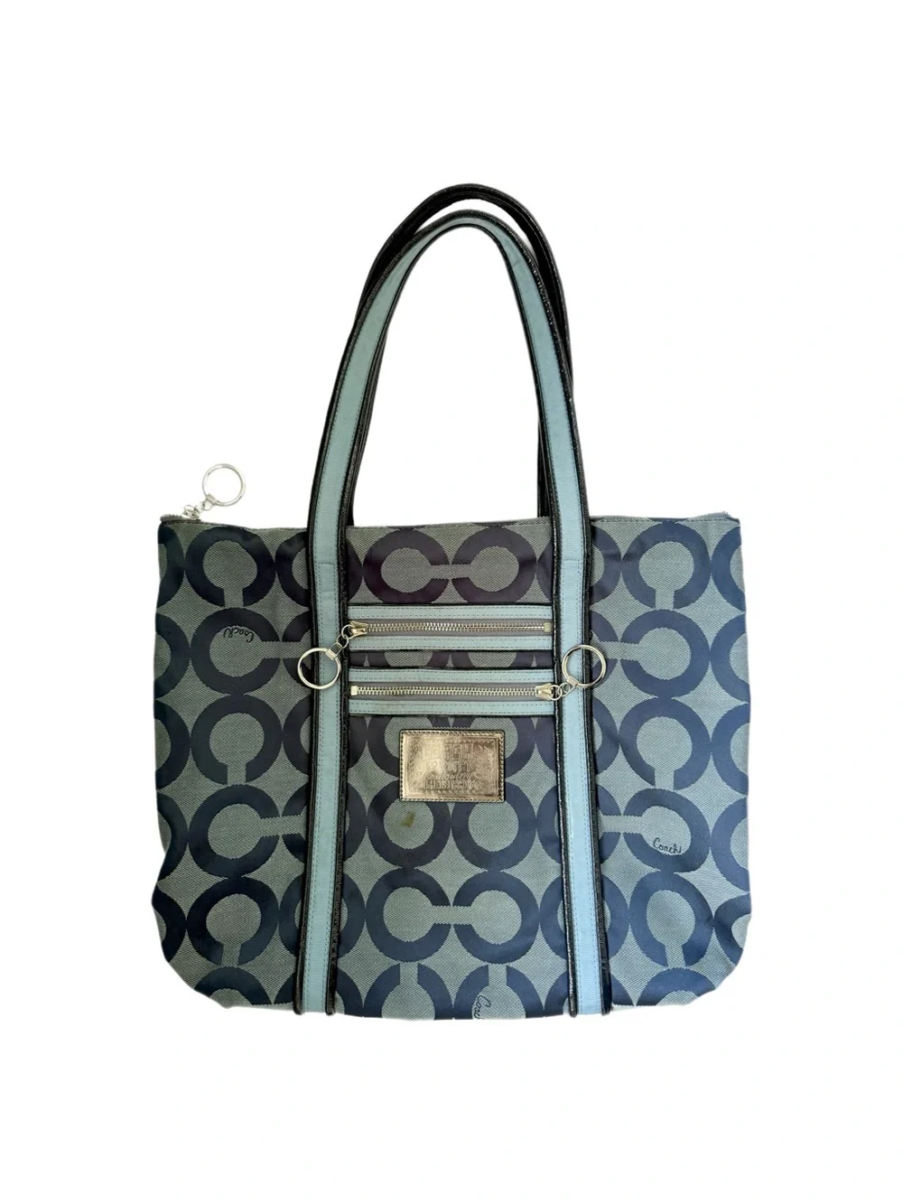Vintage Rare Coach Blue Poppy Signature C Large Shoulder Bag